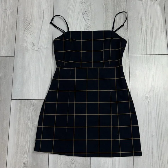 Monki | Dresses | Monki 38 Navy With Tan Plad Design Mini Dress In Great  Condition | Poshmark